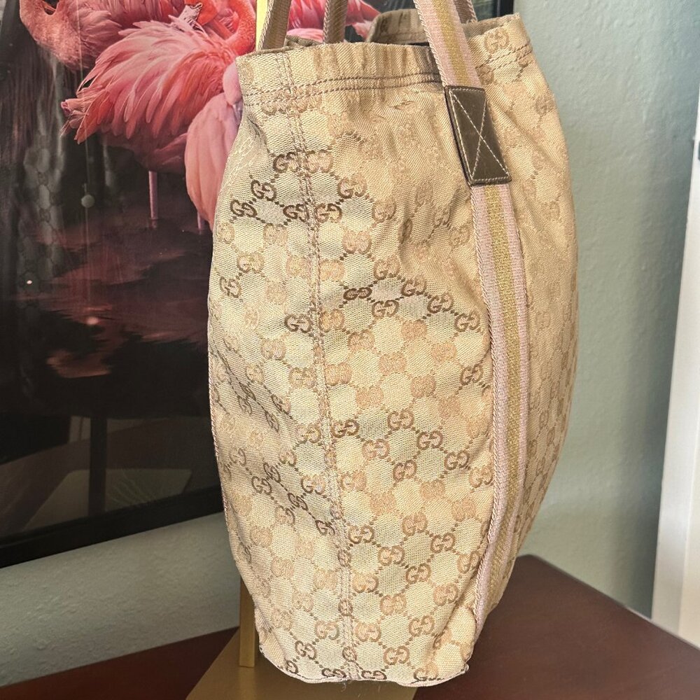 Gucci Beige GG Canvas Web Large Tote Bag - GUC - Picture 4 of 10